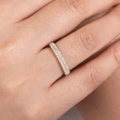New Gabriel & Co. 14K Yellow Gold Diamond Pave Band Ring