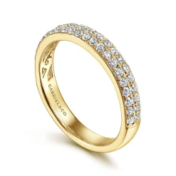 New Gabriel & Co. 14K Yellow Gold Diamond Pave Band Ring