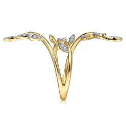Hot Gabriel & Co. 14K Yellow Gold Diamond Pave Branch Wrap Ring