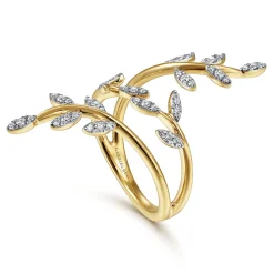Hot Gabriel & Co. 14K Yellow Gold Diamond Pave Branch Wrap Ring