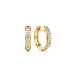New Gabriel & Co. 14K Yellow Gold Diamond Pave Huggie Earrings