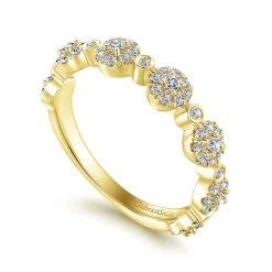 Sale Gabriel & Co. 14K Yellow Gold Diamond Pave Station Stackable Ring