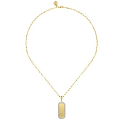 Gabriel & Co. 14K Yellow Gold Diamond Personalized Medallion Necklace with Hollow Paperclip Chain