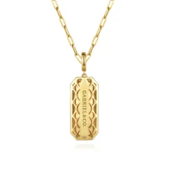 Gabriel & Co. 14K Yellow Gold Diamond Personalized Medallion Necklace with Hollow Paperclip Chain