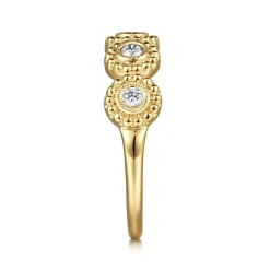 New Gabriel & Co. 14K Yellow Gold Diamond Round Shape Bujukan Stackable Ring