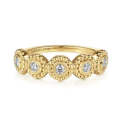 New Gabriel & Co. 14K Yellow Gold Diamond Round Shape Bujukan Stackable Ring