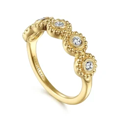 New Gabriel & Co. 14K Yellow Gold Diamond Round Shape Bujukan Stackable Ring