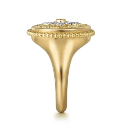 Outlet Gabriel & Co. 14K Yellow Gold Diamonds and White Mother of Pearl Bujukan Signet Ring