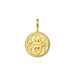 Outlet Gabriel & Co. 14K Yellow Gold Diamond Sapphire Evil Eye Medallion Pendant With Detachable Bail