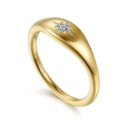 Gabriel & Co. 14K Yellow Gold Diamond Signet Ring