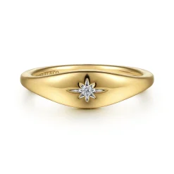 Gabriel & Co. 14K Yellow Gold Diamond Signet Ring