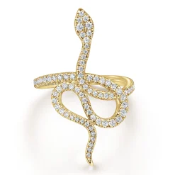 Outlet Gabriel & Co. 14K Yellow Gold Diamond Snake Ladies Ring