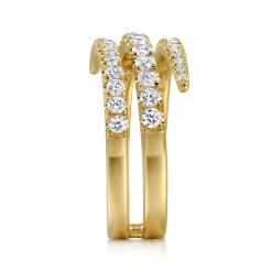 New Gabriel & Co. 14K Yellow Gold Diamond Spikes Wrap Ladies Ring