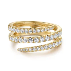 New Gabriel & Co. 14K Yellow Gold Diamond Spikes Wrap Ladies Ring