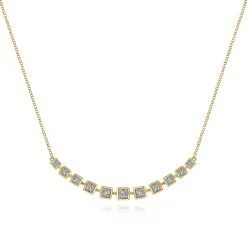 Gabriel & Co. 14K Yellow Gold Diamond Squares Necklace