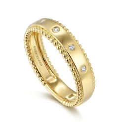 Gabriel & Co. 14K Yellow Gold Diamond Stackable Ring 0.04ct-Bujukan