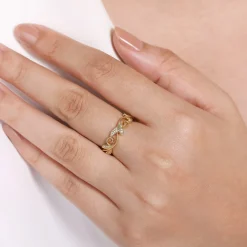 New Gabriel & Co. 14K Yellow Gold Diamond Stackable Ring 0.09ct
