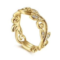 New Gabriel & Co. 14K Yellow Gold Diamond Stackable Ring 0.09ct