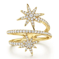 Online Gabriel & Co. 14K Yellow Gold Diamond Starburst Wrap Ladies Ring