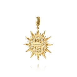 New Gabriel & Co. 14K Yellow Gold Diamond Starburst Medallion in Size 32mm With Detachable Bail