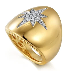 Hot Gabriel & Co. 14K Yellow Gold Diamond Starburst Ladies' Ring
