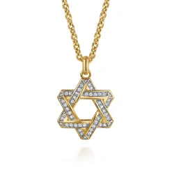 Hot Gabriel & Co. 14K Yellow Gold Diamond Star of David Pendant