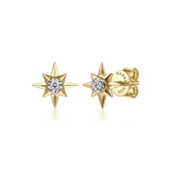 Clearance Gabriel & Co. 14K Yellow Gold Diamond Star Stud Earrings