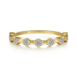 Clearance Gabriel & Co. 14K Yellow Gold Diamond Station Stackable Ring
