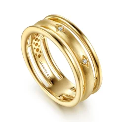 Online Gabriel & Co. 14K Yellow Gold Diamond Station Easy Stackable Ring