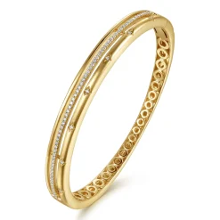 New Gabriel & Co. 14K Yellow Gold Diamond Station Closed Bangle Bracelet