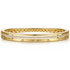 New Gabriel & Co. 14K Yellow Gold Diamond Station Closed Bangle Bracelet