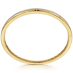 New Gabriel & Co. 14K Yellow Gold Diamond Station Closed Bangle Bracelet