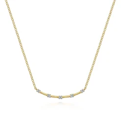 Outlet Gabriel & Co. 14K Yellow Gold Diamond Stations Bar Necklace