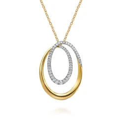 New Gabriel & Co. 14K Yellow Gold Diamond Swirl Pendant Necklace