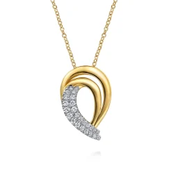 Best Gabriel & Co. 14K Yellow Gold Diamond Swirl Pendant Necklace