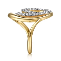 Clearance Gabriel & Co. 14K Yellow Gold Diamond Swirl Ring