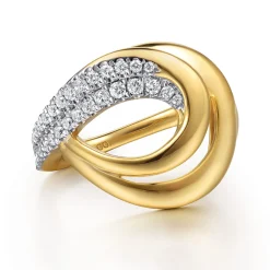 Clearance Gabriel & Co. 14K Yellow Gold Diamond Swirl Ring