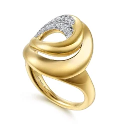 Clearance Gabriel & Co. 14K Yellow Gold Diamond Swirl Ring