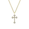 Hot Gabriel & Co. 14K Yellow Gold Diamond Trefoil Cross Necklace