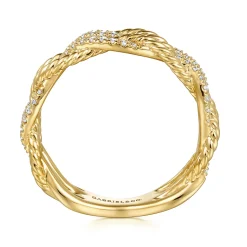 Clearance Gabriel & Co. 14K Yellow Gold Diamond Twisted Ladies Ring