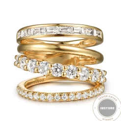 Hot Gabriel & Co. 14K Yellow Gold Diamond Wide Band Easy Stackable Ring