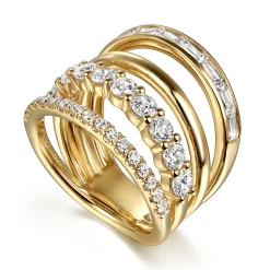 Hot Gabriel & Co. 14K Yellow Gold Diamond Wide Band Easy Stackable Ring