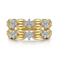 Clearance Gabriel & Co. 14K Yellow Gold Diamond Wide Band Ring