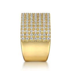 Sale Gabriel & Co. 14K Yellow Gold Diamond Wide Band Ladies Ring
