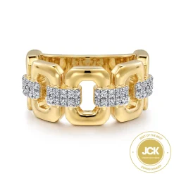 Gabriel & Co. 14K Yellow Gold Diamond Wide Band Ring