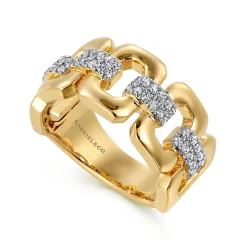 Gabriel & Co. 14K Yellow Gold Diamond Wide Band Ring