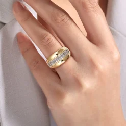 Online Gabriel & Co. 14K Yellow Gold Diamond Wide Band Ring