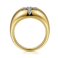 New Gabriel & Co. 14K Yellow Gold Domed Diamond Star Ring