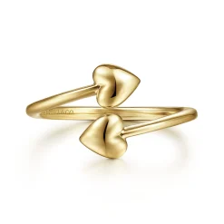 Clearance Gabriel & Co. 14K Yellow Gold Double Puffed Heart Bypass Ring