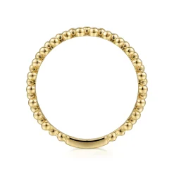 New Gabriel & Co. 14K Yellow Gold Double Row Bujukan Beads Stackable Ring